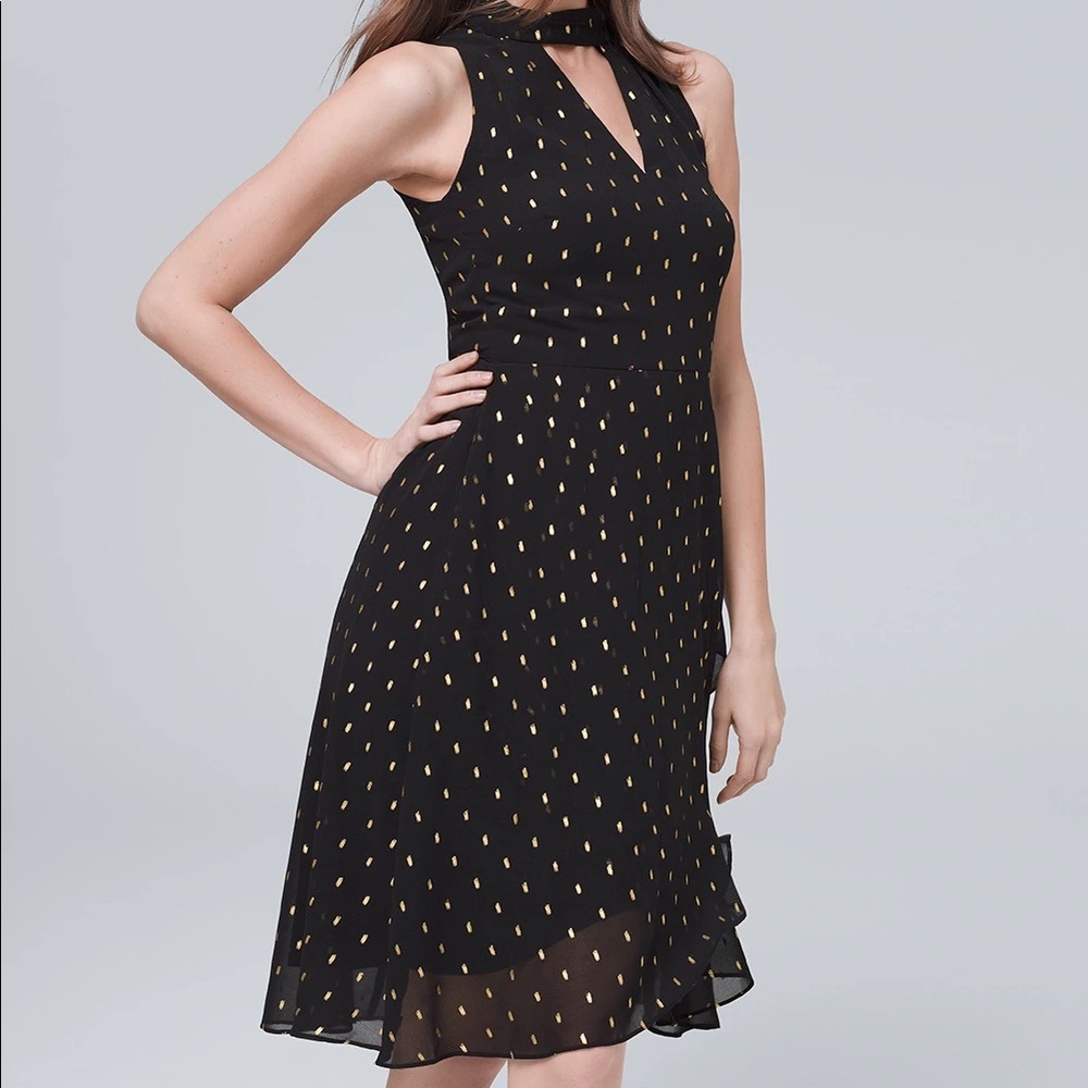 NWT Keyhole Neck A-Line Metallic Jacquard Dress